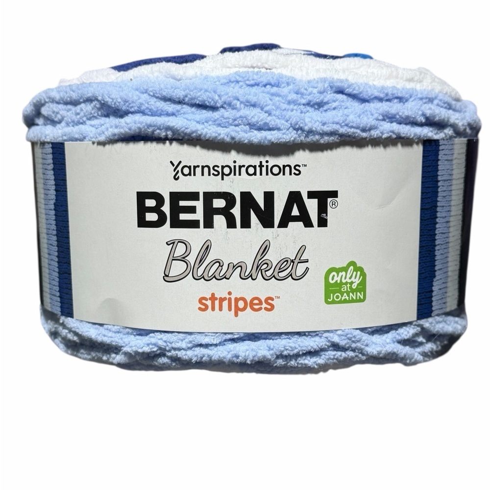 Bernat Blanket Stripes Yarn - Blue and White Size 5